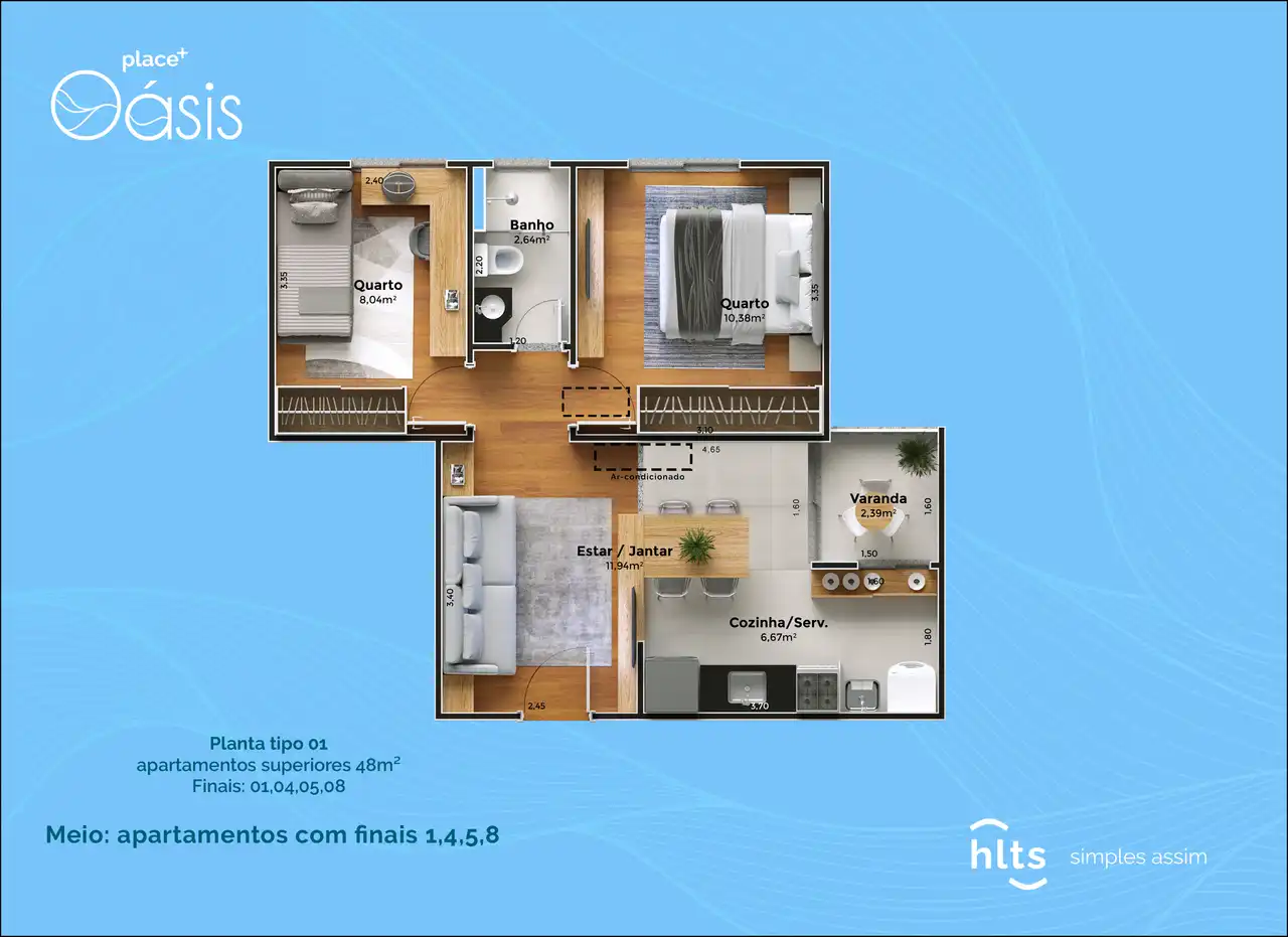 Apartamento tipo meio - finais 01, 04, 05 e 08