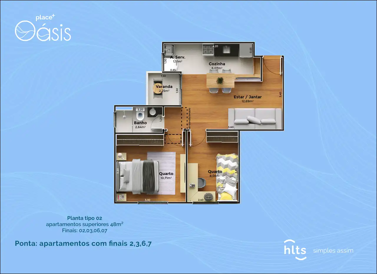 Apartamento tipo ponta - finais 02, 03, 06 e 07