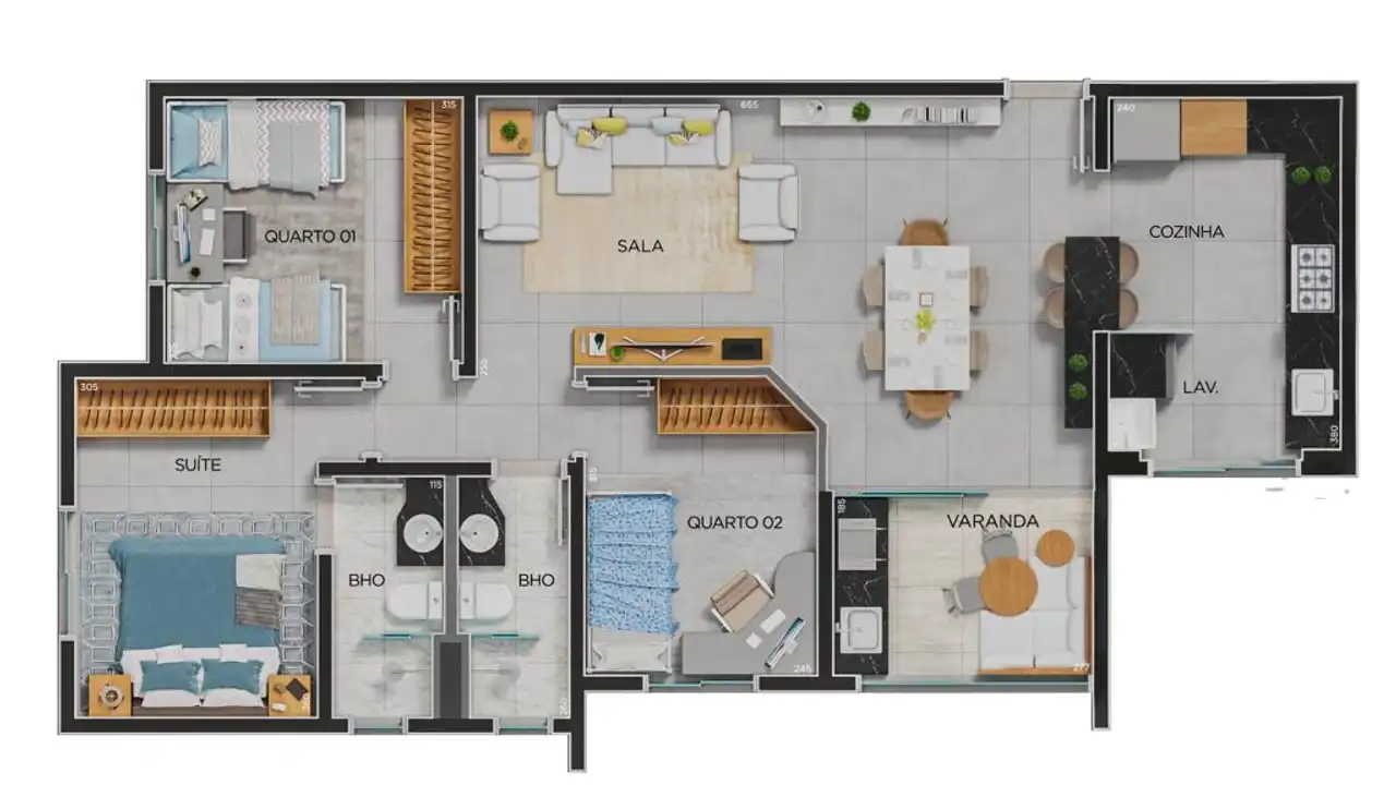 Apartamento tipo - finais 01 e 03