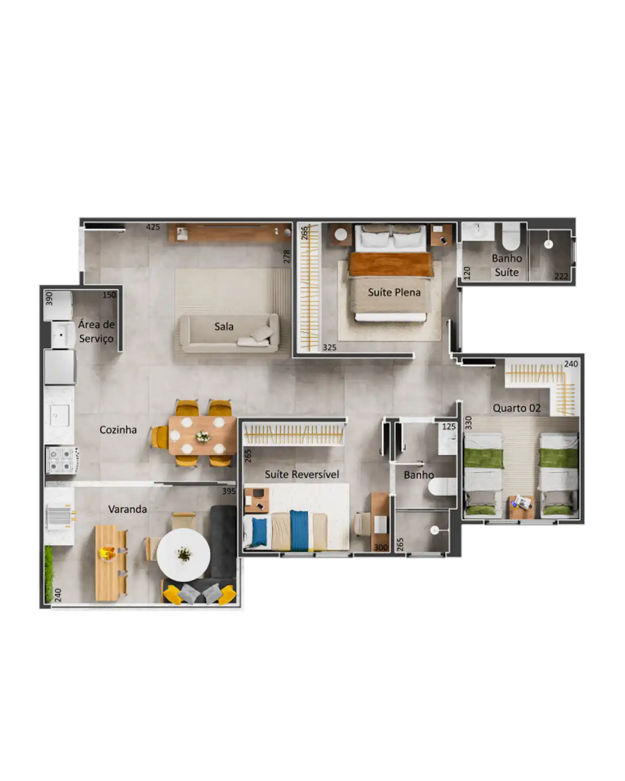 Apartamentos torre 2 - finais 03, 04, 07 e 08