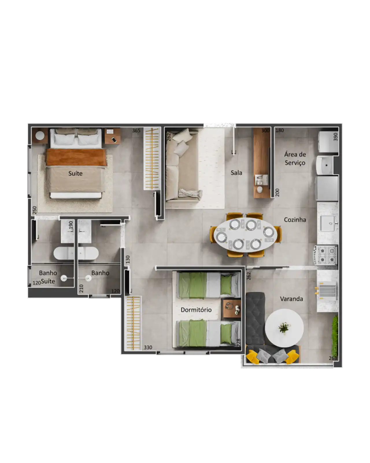 Apartamentos torre 1 - finais 01, 02, 05 e 06
