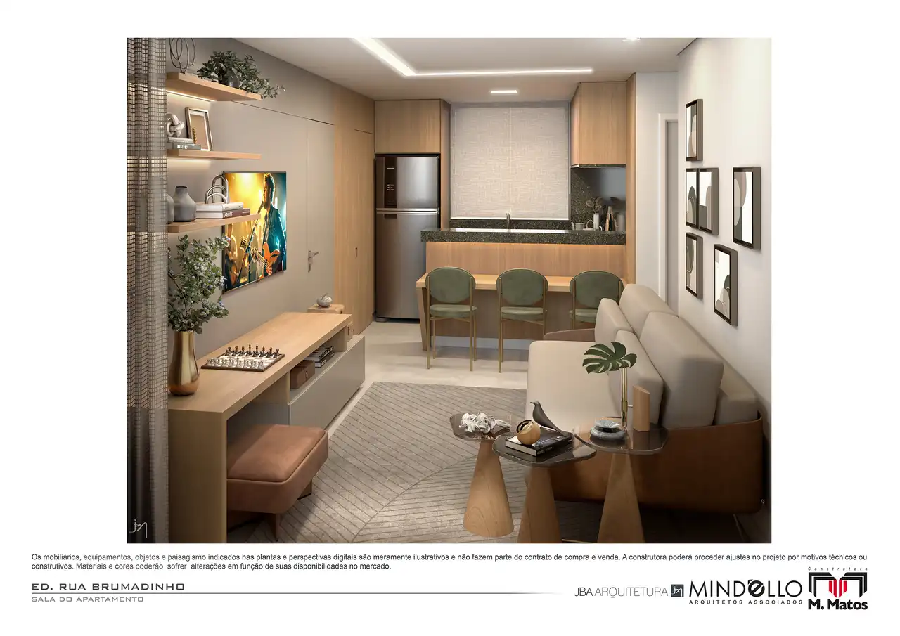 Sala / Cozinha do Apartamento - Apartamento à venda no ED. ALESSANDRA MATOS, com 2 quartos e 56m²