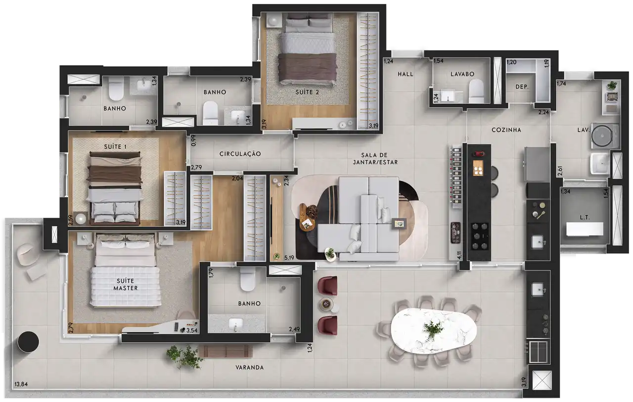 Apartamento com área privativa