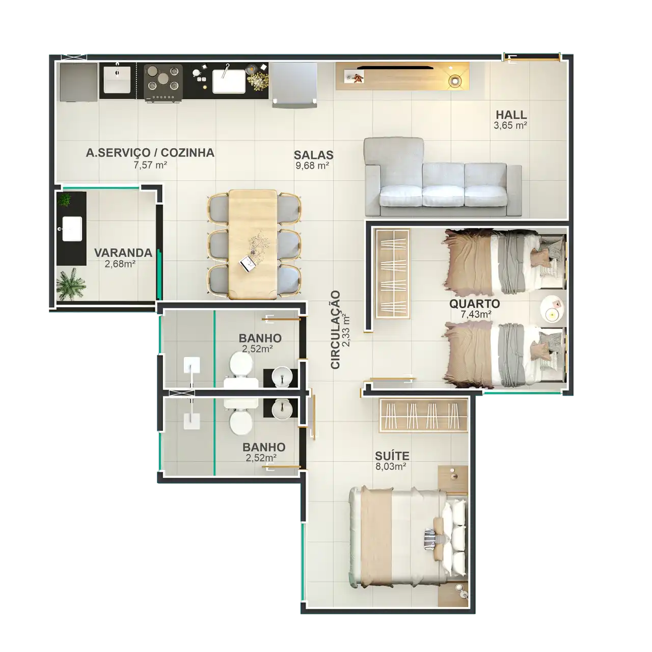 Apartamento tipo - finais 02, 04, 05 e 07
