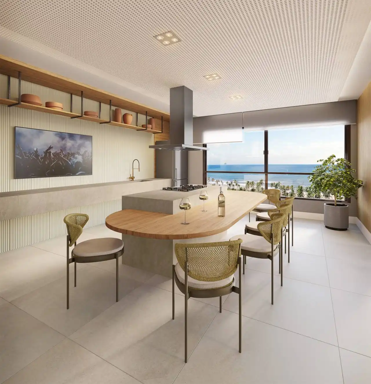Espaço gourmet - Apartamento à venda no Ocean Breeze, com 1 quarto e 20m²