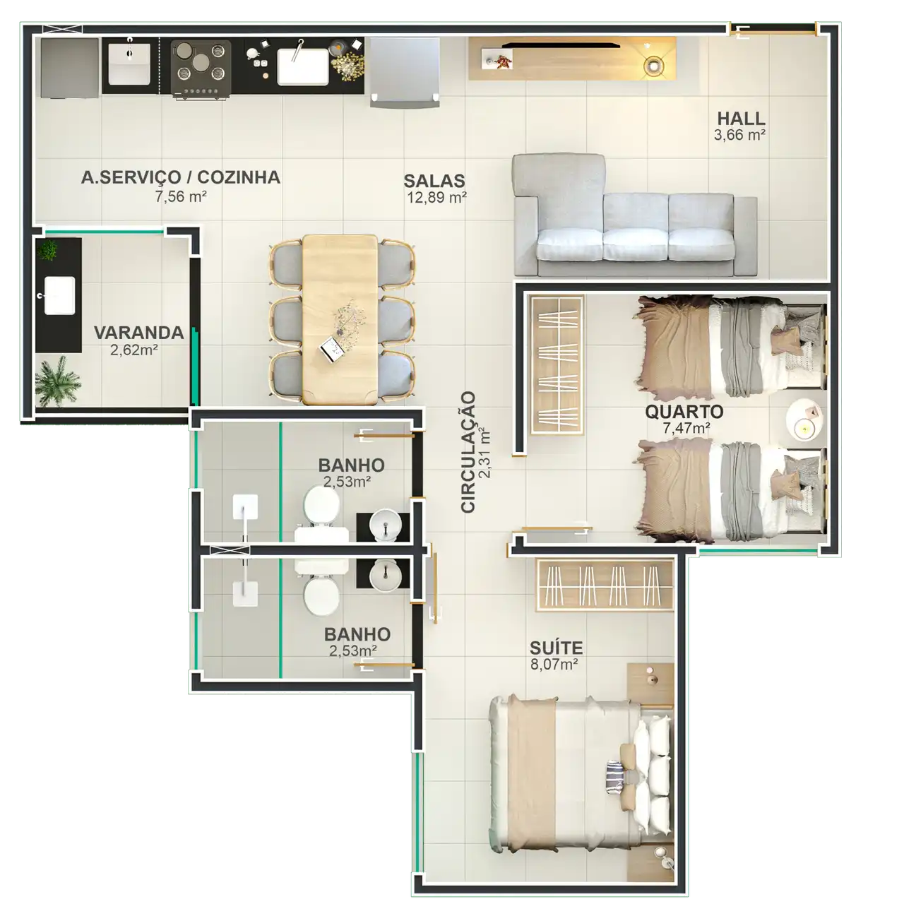 Apartamento tipo - finais 02, 04, 05 e 07