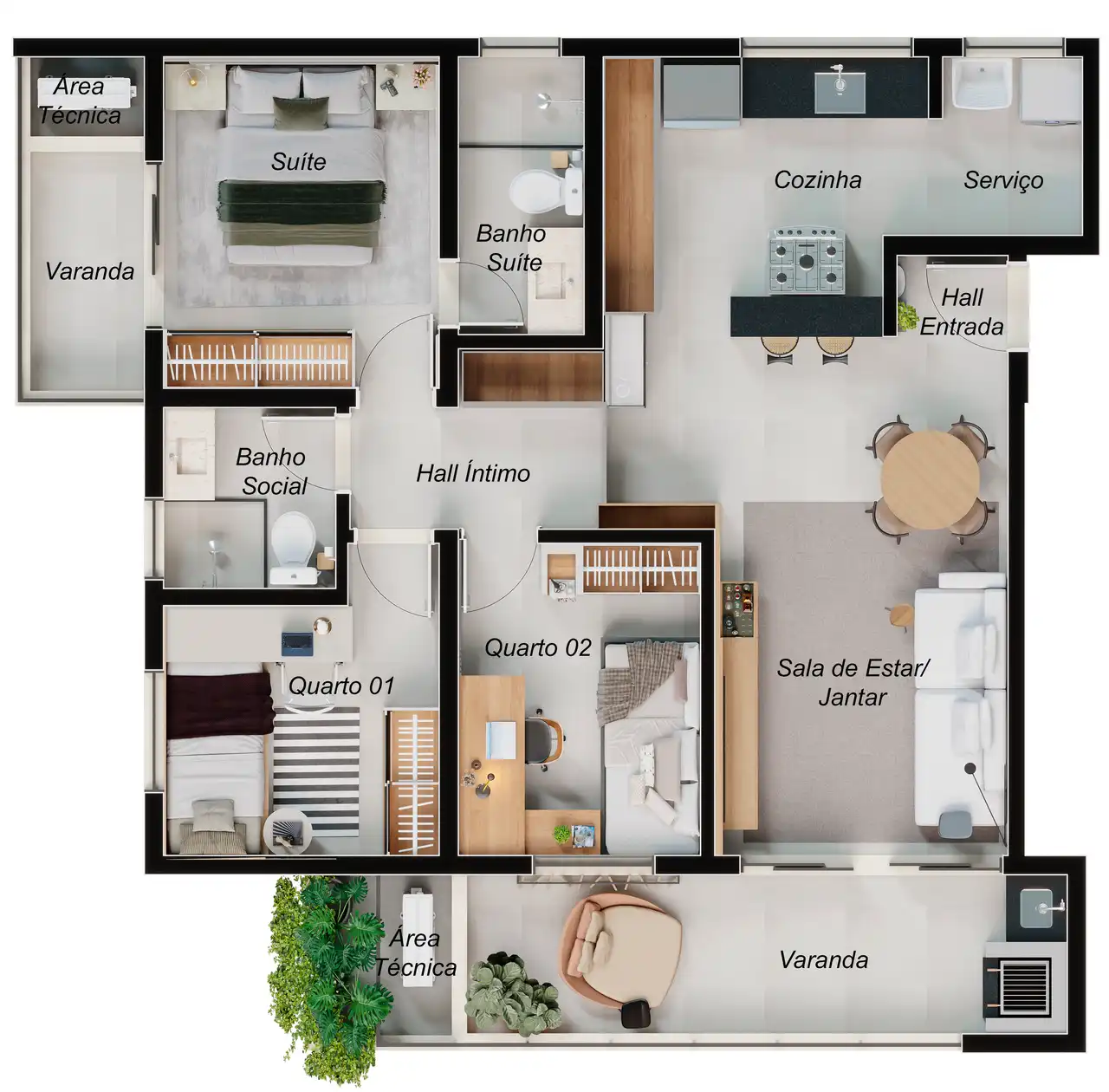 Apartamento tipo com jardim