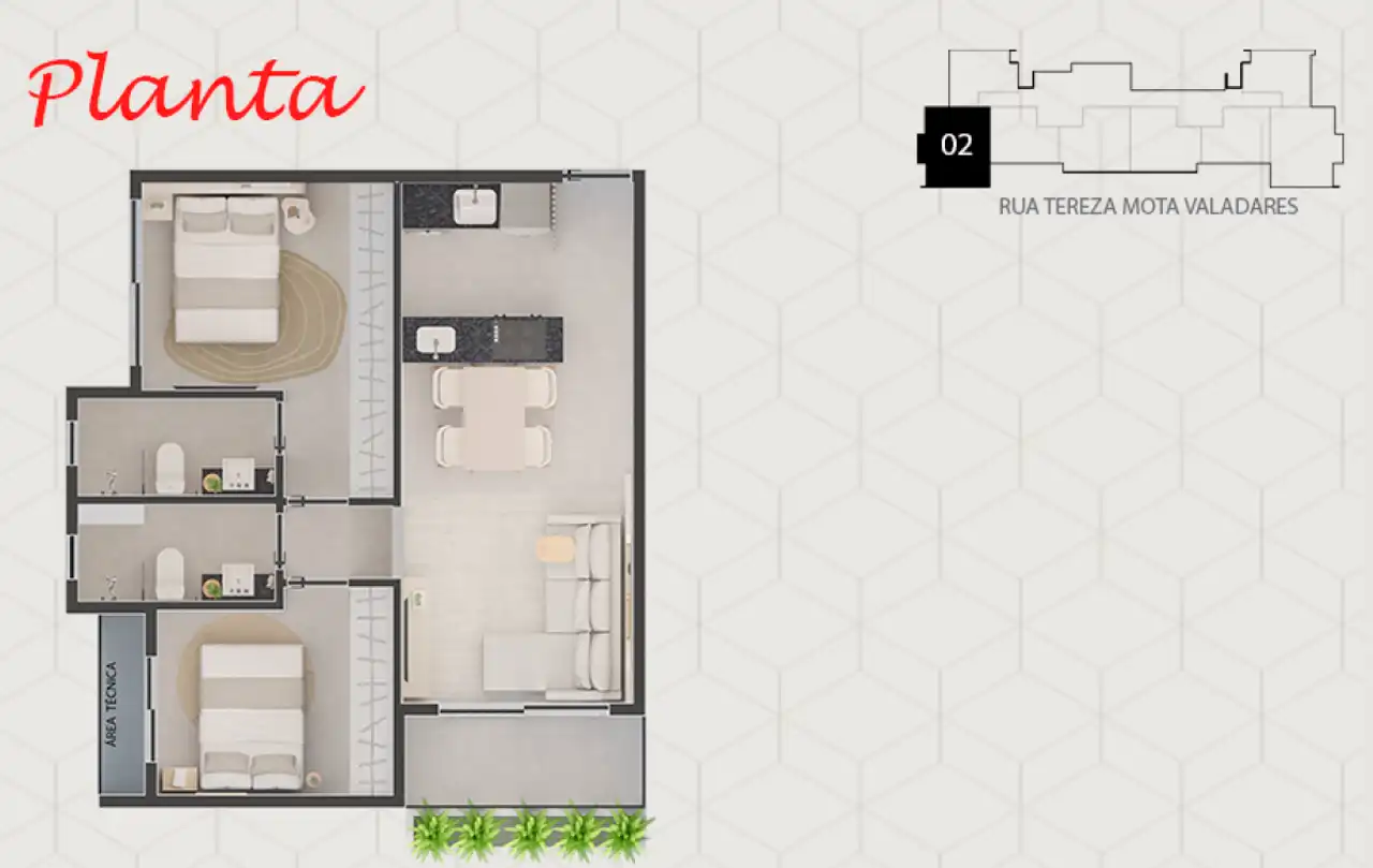Planta - Apartamento à venda no Eleva avulso 303, com 1 quarto e 37m² - Os Melhores Imóveis