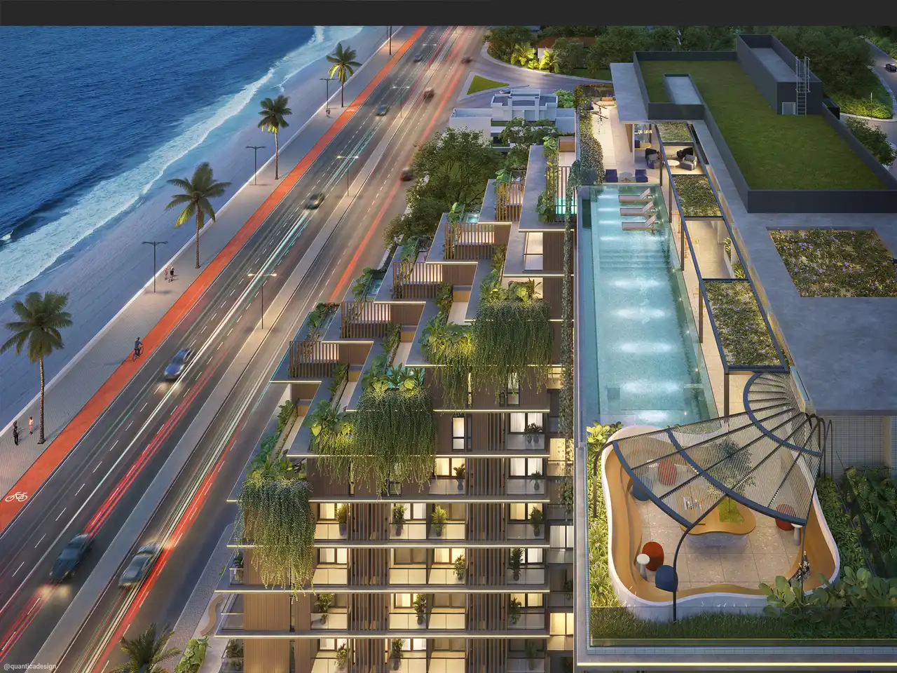 Visão Panorâmica do Rooftop - Apartamento à venda no Terrazza Balena, com 1 quarto e 27m²