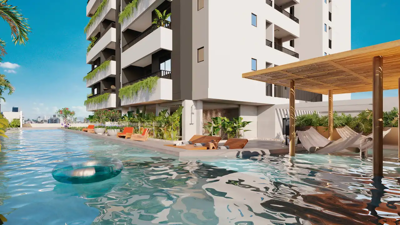 Piscinas adulto e infantil com redário