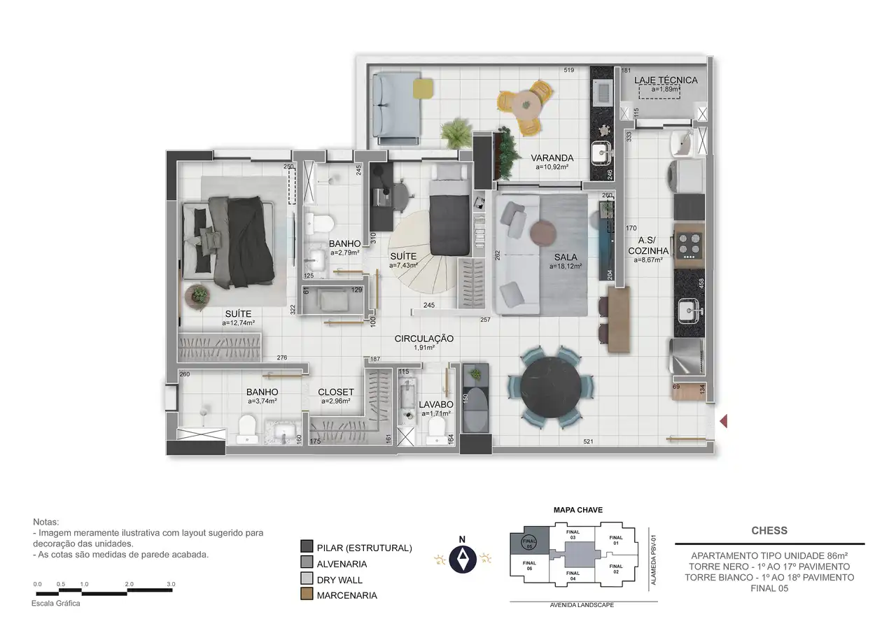Apartamento tipo 86m² - final 05
