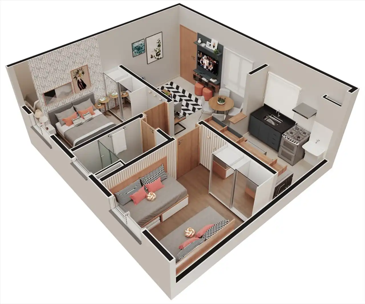 Apartamento tipo - 3D