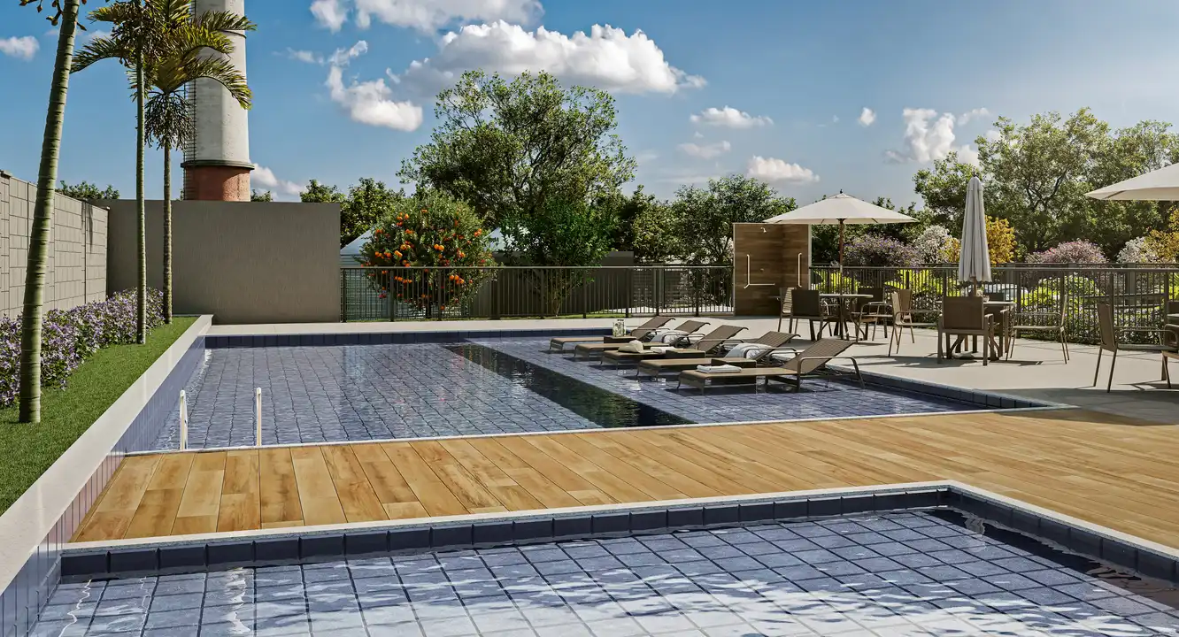 Piscinas adulto e infantil - Apartamento à venda no Villa d’Oro, com 2 quartos e 43m²