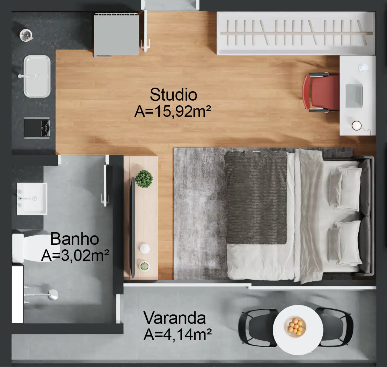 Unidade Final 01 - 26,37m²