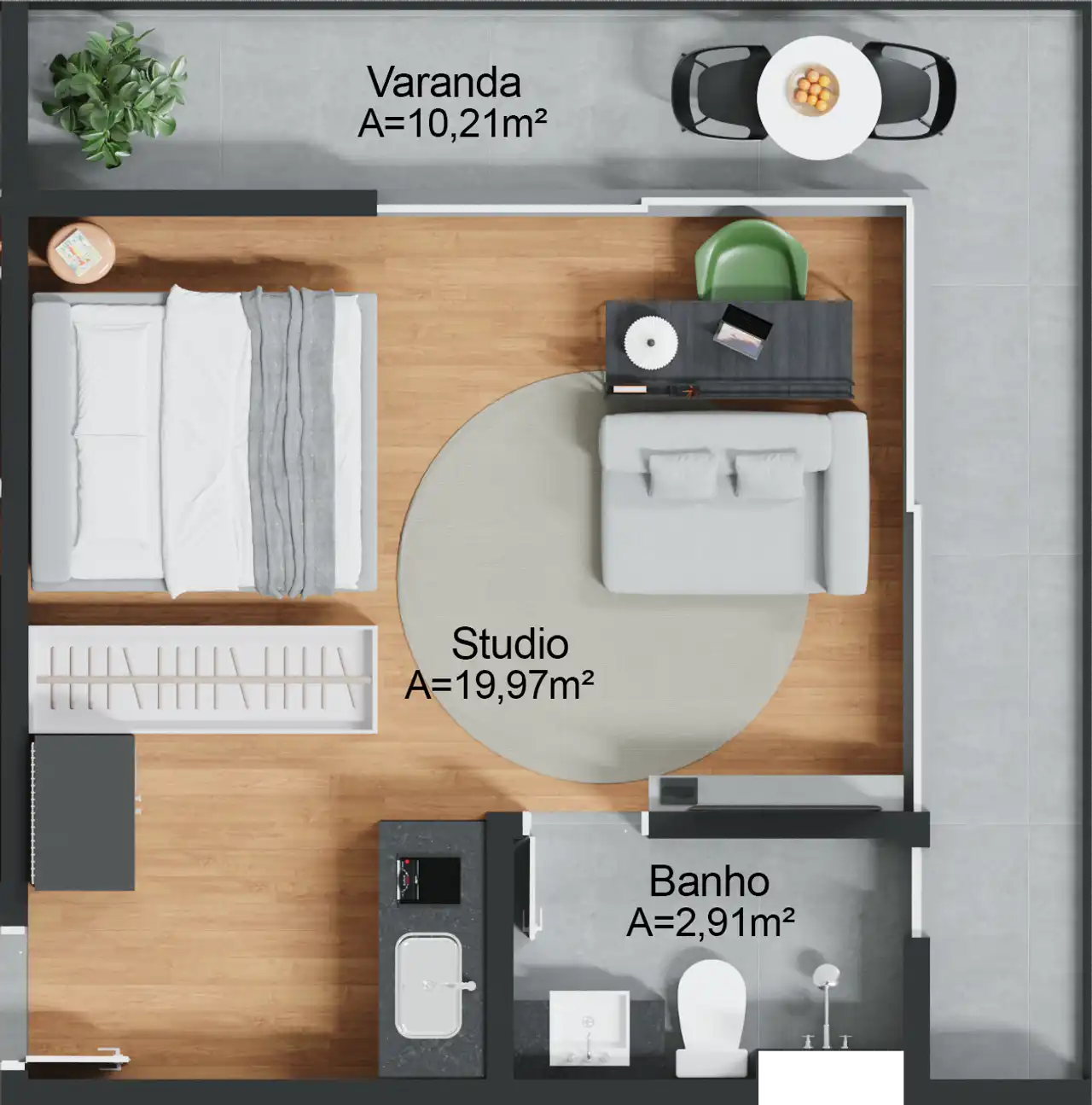 Unidade Final 08 - 36,37m²