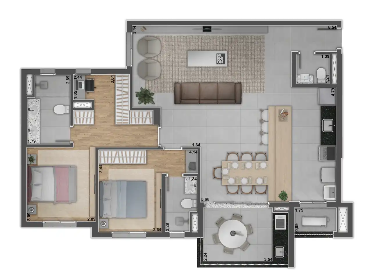 Planta de 114,26 m² - Opção 02