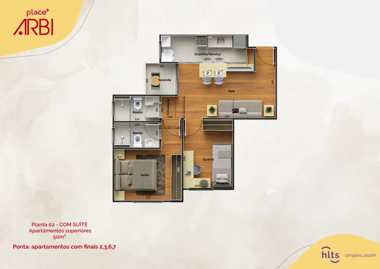 Apartamento tipo ponta - 02, 03, 06 e 07