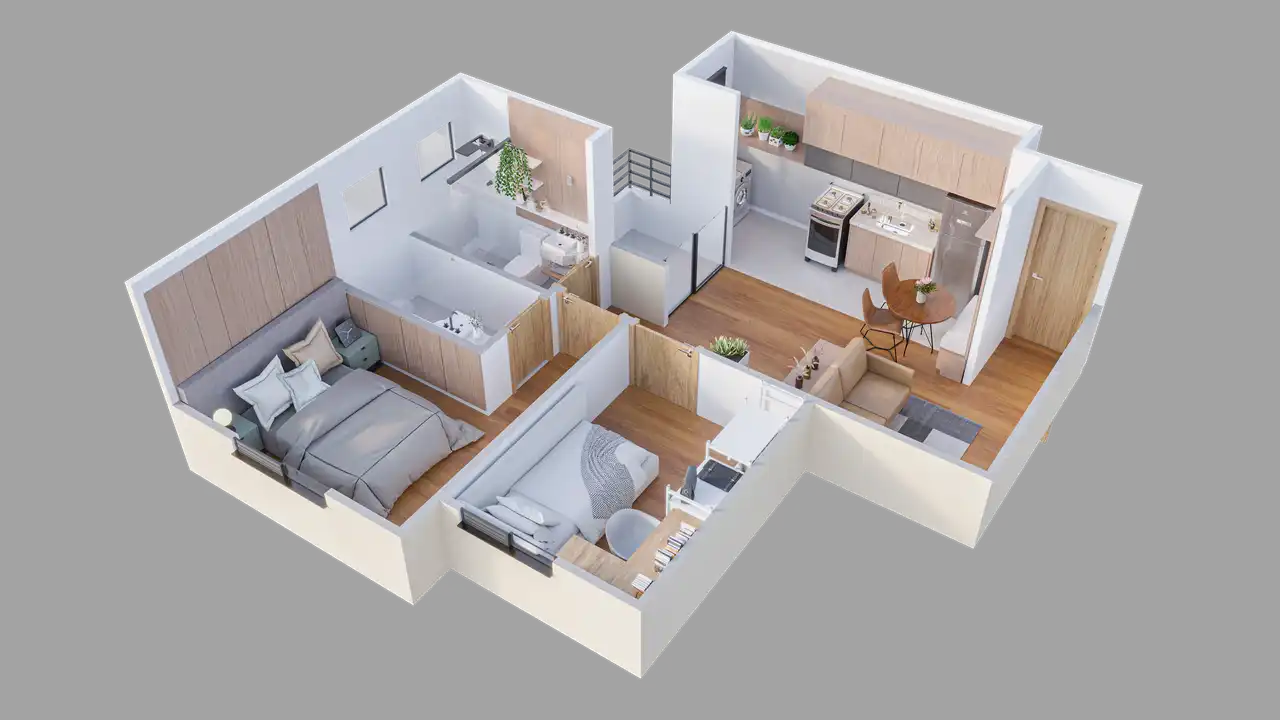 Apartamento tipo ponta - 3D