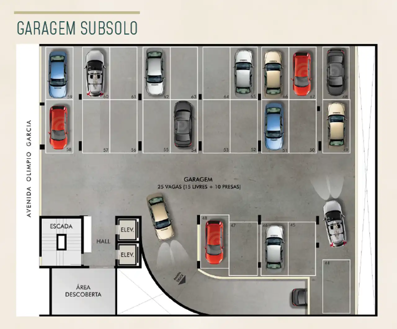 Garagem - subsolo - Apartamento à venda no Eldorado Office com 0 quartos e 23m²
