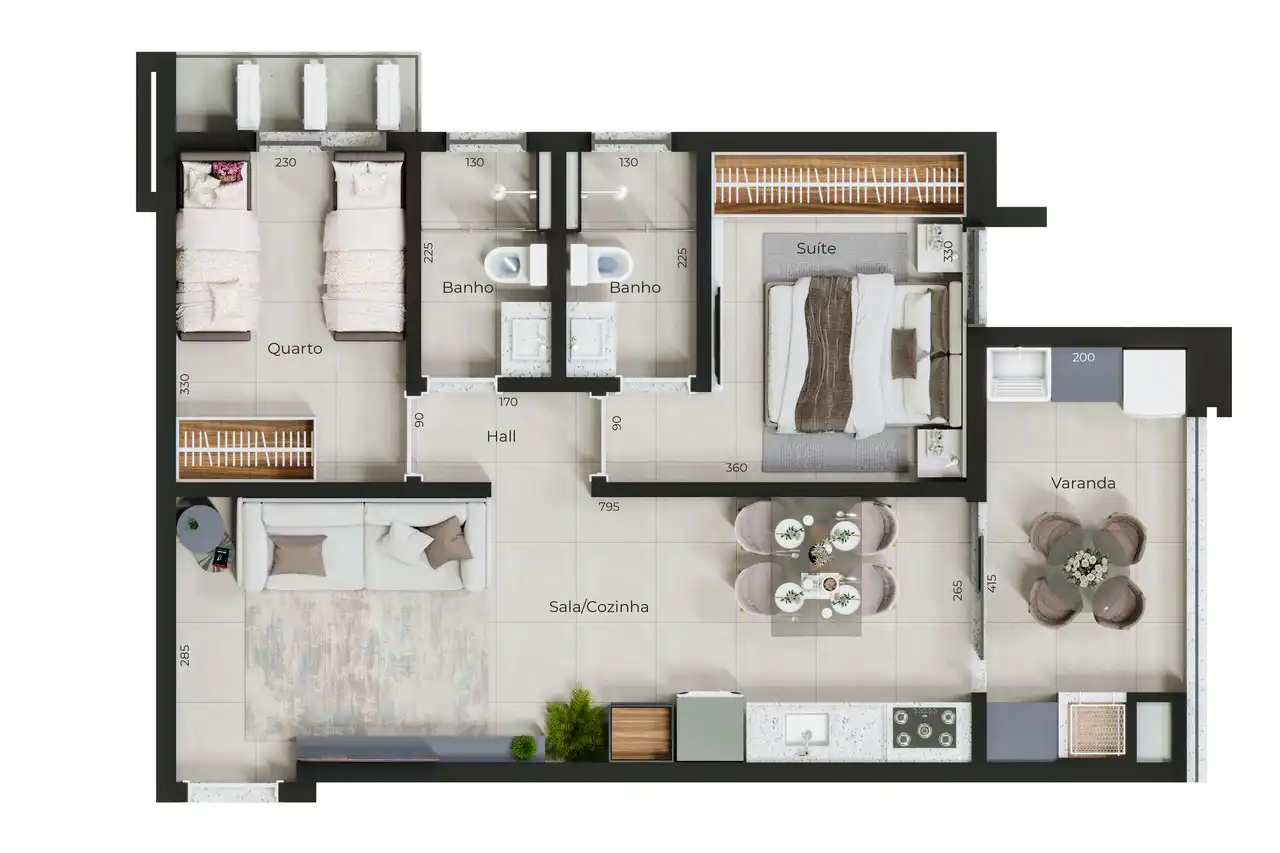 Apartamento tipo - finais 01 e 04